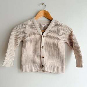 Cat & Jack Toddler 3T Beige Ribbed Knit Button-Front Cardigan Sweater
